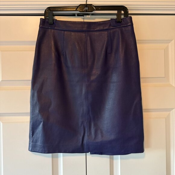 Milly Navy Leather Pencil Skirt Size 8 Back Zip